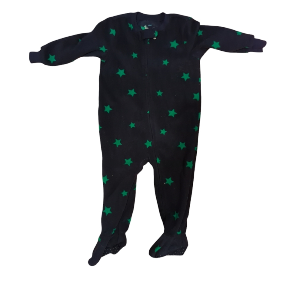 NWOT: Primary baby fleece star footed zipped PJs, navy & grass green, 6-12 mos